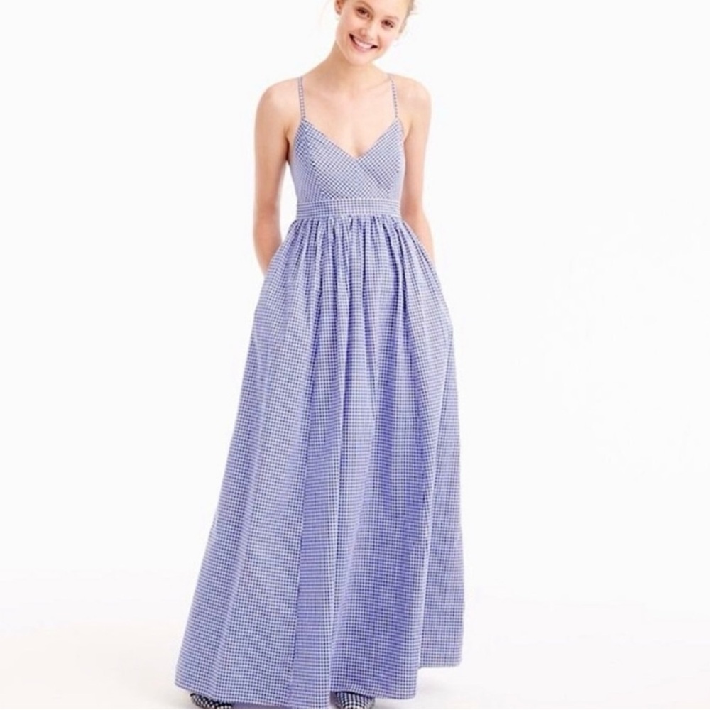 J.Crew Blue Gingham Maxi Dress